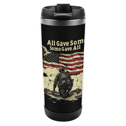 Memorial Day All Gave Some Some Gave All Travel Coffee Cup with Lid Reusable Stainless Steel Drink Mug Insulated Tumbler Car Cup