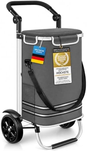 Dimono® Einkaufstrolley Klappbar Transportwagen – 56 Liter mit Kühlfach | 3-in-1 Einkaufswagen – leicht, bis 30kg & leise Räder – Shopping Trolley mit abnehmbarer Tasche, wasser- &