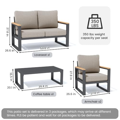 Image of Sundale Outdoor Aluminum Patio Furniture Set, 4 Piece Conversation Sets