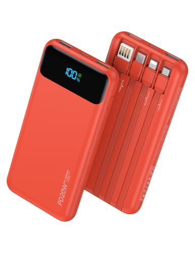 Nusyddy Portable Charger 10000mAh with 4 Built-in Cables & 6