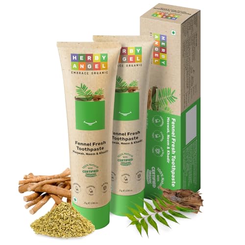 Image of Fennel Fresh Baby Toothpaste for Strong Teeth, Healthy Gums & Cavity Protection - 100% Natural & Organic Tooth Paste for Kids Ages 12 Months & Above (Pack of 2) (25 GM Each)