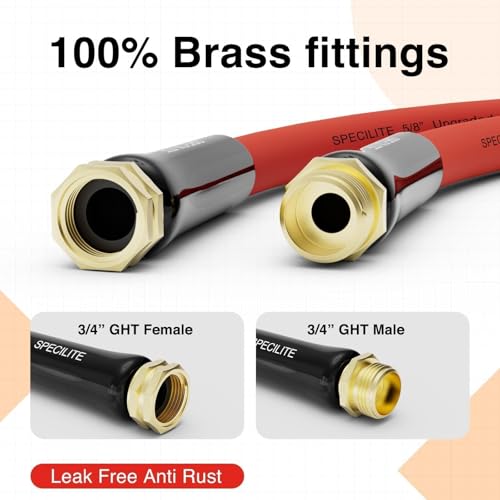 SPECILITE Hot/Cold Garden Hose 50ft 5/8 in Heavy Duty Rubber Hose-Red by SPECILITE - Image 5