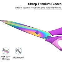 Craft Scissors Set of 3 Pack, All Purpose Sharp Titanium Blades Shears, Comfort Grip Handle, Multipurpose Fabric Scissors Tool Great for Adults, Office, Sewing, School and Home Supplies, Purple — image 3