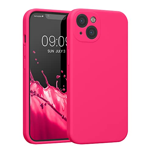 kwmobile Custodia Compatibile con Apple iPhone 13 Cover - Back Case per Smartphone in Silicone TPU - Protezione Gommata - rosa shocking