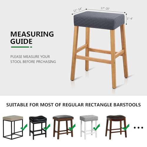 Image of YISUN Stool Covers Rectangle - 2 Pack Stretch Waterproof Saddle Seat Cover Counter Bar Stools Bar Chairs Covers Kitchen Island Chairs Cushion Protector