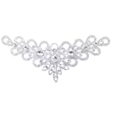 PEARLY JUN Rhinestone Appliques Silver Diamond V Neck Applique Patches for Dresses Hand Sewing Craft Projects DIY Wedding Clothes Shoes Hats Bags Embellishments