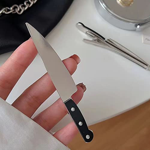 2 Pack Knife Hair Clip Women's Fashion Hair Accessories，Creative Punk Hip Hop Tableware Knife Hair Claw Clips,Mini Knife Hair Clip For Women Girls #TOP3