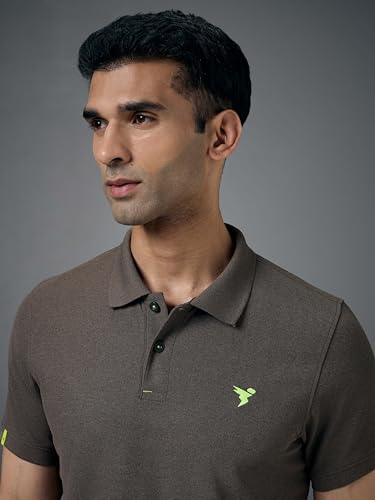 Image of TECHNOSPORT Men's Polyester Slim Fit Self-Design Short Sleeve Polo Matpiq T-Shirt with Anti Microbial, Techno Dry for Regular and Casual Use