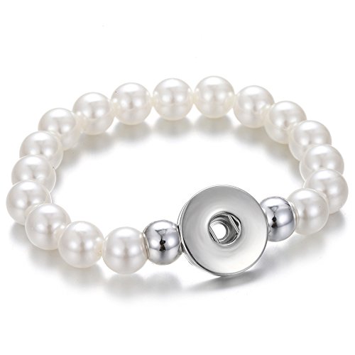 Lovglisten Simulated Pearl Adjustable Snap Jewelry Bracelet Charms Beaded Fit 18Mm 20Mm Snaps Jewelry For Women Pack Of 6Pcs(2) #TOP3