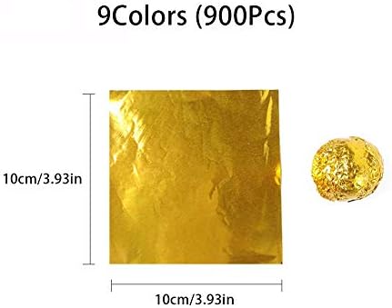 900pcs Candy Chocolate Wrappers,Color Aluminum Foil Wrappers,10*10cm Food Grade Square Aluminum Foils,Colored Foil Sheets for DIY Homemade Candies by Party Wedding Christmas Decorations(9 Colors)