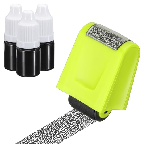 PATIKIL Identity Theft Protection Roller Stamp, 0.7 Confidential Roller Stamp Privacy ID Police Stamp Roller for Security ID Address with 3Pcs Refills, Light Green