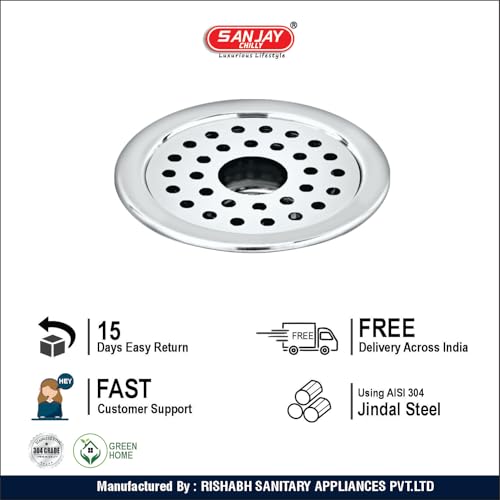 Image of Round Floor Drain with Hole 8 Inch Stainless Steel 304 Grade Luxurious Bathroom Gratings Kitchen Floor Waste Water Drainer Strainer Bathtub Laundry (Round Gypsy Silver 8 Inch)