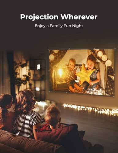 Image of Aurzen 120-Inch Projector Screen, 16:9 4K HD, Foldable Anti-Crease, Portable Double-Sided Screen for Indoor /Outdoor Home Theater & Backyard, White (120 inches)