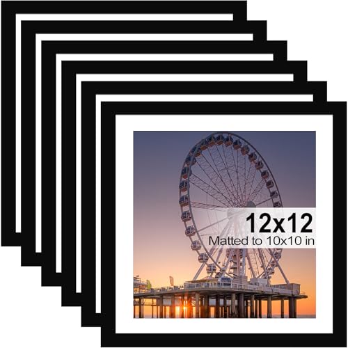 BESCRCL 12x12 Picture Frame Black Set of 6 Diamond Art Painting Frames Display Photo 10x10 or 12 x 12 without Mat Wall Hanging Frame with Plexiglass