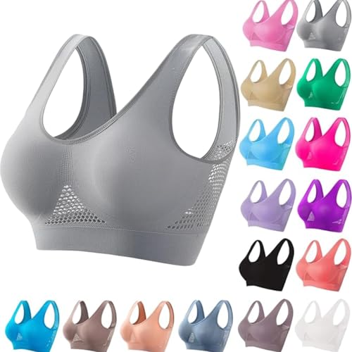LIKEOULI Sport Bra Breathable Anti-Sagging Sports Bras for Women Plus Size High Support Wireless Bra Summer Outfits Beach Vacation Essentials