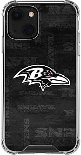 Skinit Clear Phone Case Compatible with iPhone 13 - Officially Licensed NFL Baltimore Ravens Black & White Design
