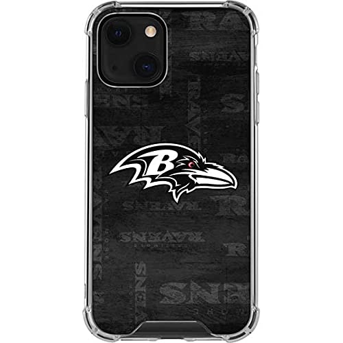 Skinit Clear Phone Case Compatible with iPhone 13 - Officially Licensed NFL Baltimore Ravens Black & White Design