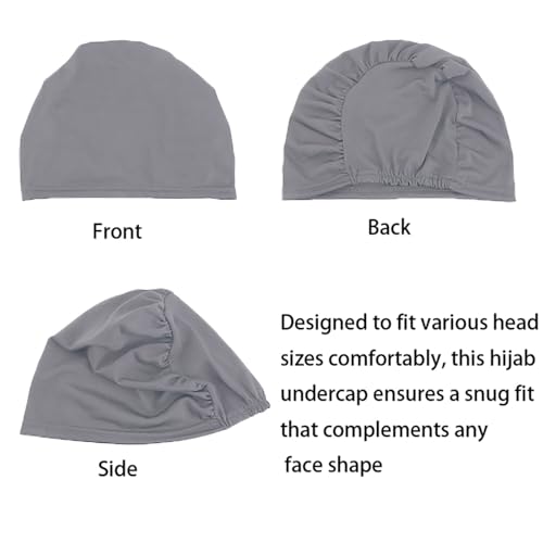 5 Pcs Set Hijab Undercap & Muslim Scarf for Women, Non-Slip Soft Head Scarves, Solid Color Cotton Scarves3