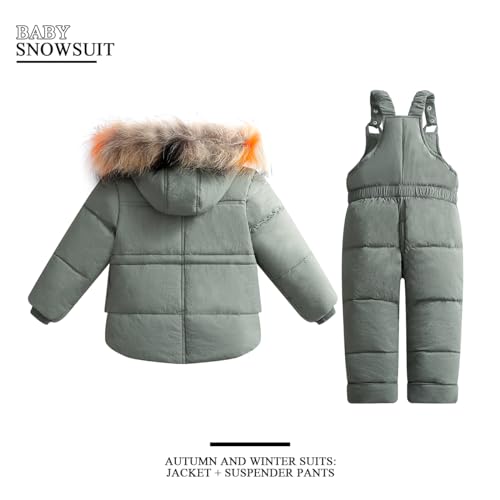 Srkrando Baby Toddler Snowsuit Boys Girls Winter Kids Snow Bib Pant Jacket Suit Coat
