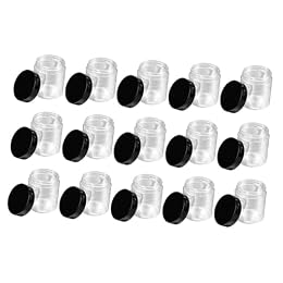Outanaya 15pcs Wide Mouth Plastic Storage Jars with Black Lids Multi-purpose Clear Canisters for Food Cosmetics and Craft Supplies Travel-friendly Airtight and Convenient