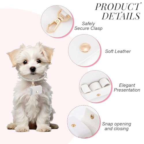 JYNVO Weißer Ringhalter für Hunde, Leder, Ehering-Pad, Box für Haustier, Ringhalter-Pad für Hundehalsband, Ehering-Tasche, Hochzeitszubehör, Geschenk