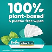Pampers Ultraclean Baby Wipes, Unscented, Fragrance Free, Water Based, Hypoallergenic, Extra Thick & Grips Mess, 100% Plant Based, 156 Wipes Total (2X Flip-Top Packs) — image 9