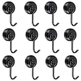 YADODO Crochet Aimanté Puissant 11KG 16D Crochet Magnetique Frigo Néodyme Pivotants Aimant Crochet Magnétique Crochets Aimantés Magnétiques pour Cuisine Torchon Tableau 12pcs Noir