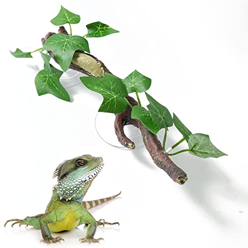 Nsbell Reptile Corner Wood Branch Terrarium Plant Decoration With Suction Cup Aquarium Resin Ornament For Amphibian Lizard Snake Climbing #TOP4
