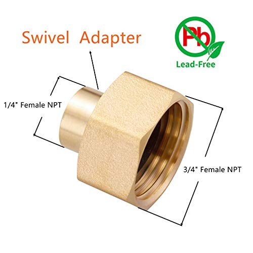 Minimprover 2Pcs Brass Hex Swivel 1/4" Npt To 3/4 Inch Female Ght Garden Hose Thread Connector Adapter,Garden Hose Pipe Fitting For Fuel/Air/Water/Oil/Gas Wog #TOP1