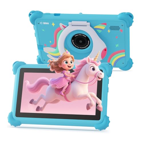 C idea Kinder-Tablet, 7-Zoll-Tablet für Kinder, Android 13 Kleinkind-Tablets für 3–7 Jahre, 32 GB Speicher mit WLAN, Bluetooth, Kindersicherung, Langer Akkulaufzeit, Kinder,Blau