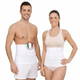 Leedya Pancera Contenitiva Estiva Unisex Made in Italy - Fascia Elastica Lombare Traspirante in Cotone 29 cm - Discreta sotto i Vestiti - Supporto Schiena Addominale Uomo Donna (M)