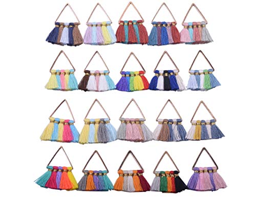 Mini borlas para aretes KONMAY con anillo de cobre de diseño triangular en tonos mixtos 3