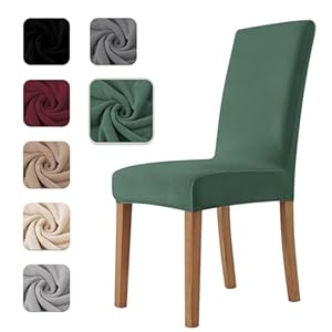 Homebliss Coprisedie con Schienale 4 Pezzi in Velluto Elasticizzati, Universale, Copri sedia Cucina Soggiorno Super Morbido Comodo Anti-Graffio – Verde