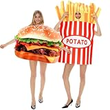 Hercicy 2 Pcs Halloween Couples Costumes for Adults, Hamburger & Frie