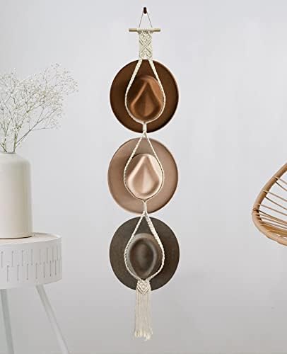 Mayamila Hat Racks Hat Hangers for Wall, Bohemian Hat Organizer for Wall Hanging Hat Display, Hand Weaving Boho Hat Storage Decorative Cowboy Women Hat Holder for Wide Brim Bowler Fedoras Caps