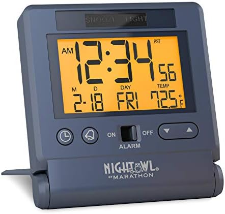MARATHON Atomic Travel Alarm Clock with Auto Night Light