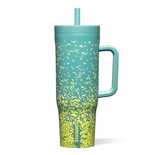 Corkcicle Cruiser Tumbler with Handle & Straw, 40 oz, Digital Glitch
