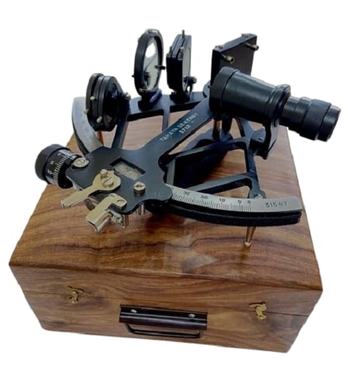 Generisch Tamaya 1712   Sextante de aluminio (22,8 cm, con caja de madera), color negro