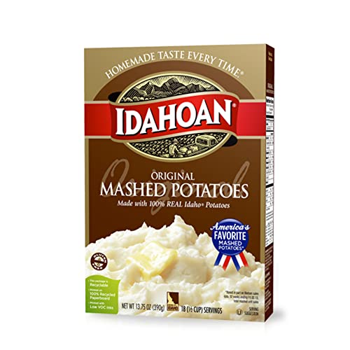 Idahoan Puré de patatas original, hecho de 100% auténticas, sabor casero rápido y fácil, paquete de 12 x 340 gramos