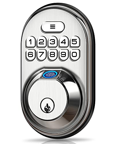 Fingerprint Door Lock, Veise Keyless Entry Door Lock Keypad Deadbolt with 20 Fingerprint, Anti Peeping Password, Auto Lock, Keyed Entry, Smart Locks for Front Door, Easy Install, Satin Nickel Fingerprint Door Lock, Veise Keyless Entry Door Lock Keypad Deadbolt with 20 Fingerprint, Anti Peeping Password, Auto Lock, Keyed Entry, Smart Locks for Front Door, Easy Install, Satin Nickel