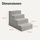 Amazon Basics Hundetreppe, Höhe 36,5cm, 4-Stufige Hundetreppe für Hohe Schlafcouch und Hohes Sofa, Haustiertreppe mit Rutschfester Unterseite für Haushunde und Hauskatzen, Grau