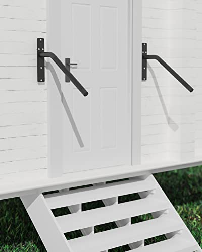 2 Pack 16 Inch Stair Handrails For 1-3 Steps, Munzong Black Stainless Steel Hand Rail For Stairs, Wall Mounted Knurled Safety Grab Bar For Outdoor Garage Entry Interior Exterior Stairway- 1.25” Tube #TOP6