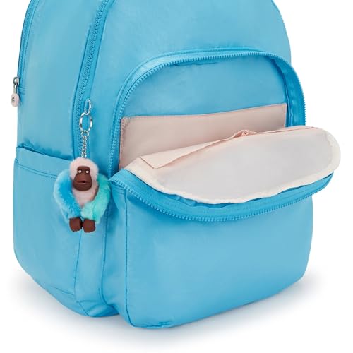 Image of Kipling Seoul Extra Large Metallic 17 inch Laptop Backpack Sea Blue Met