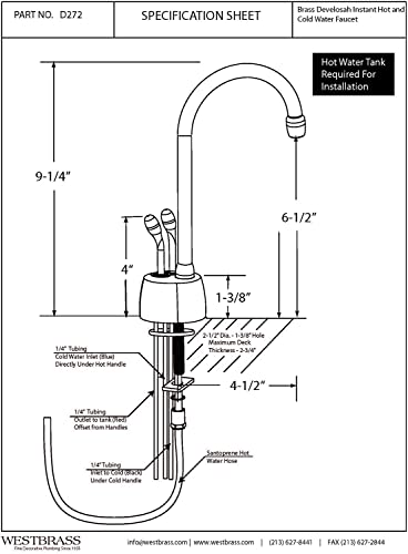 Westbrass Dt1F272-62 9" Develosah 2-Handle Instant Hot And Cold Water Dispenser Faucet With Hotmaster Digihot Digital Tank System, Matte Black #TOP6