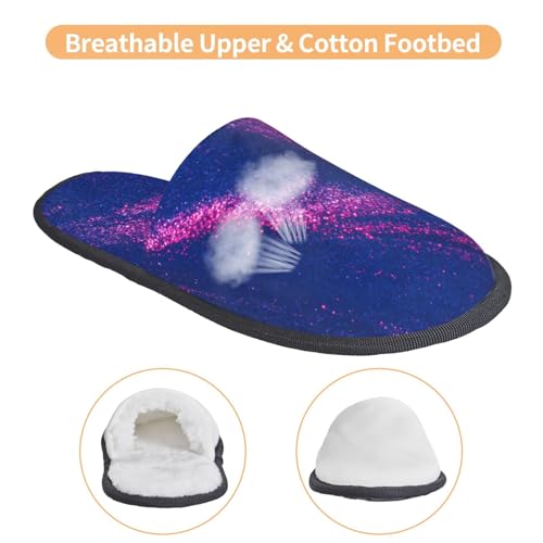Neon Gradient Blue Print House Slippers For Women And Men,Soft Slippers With Memory Foam,Non-Slip Indoor Home Shoes3