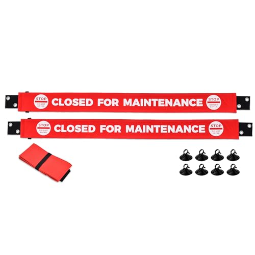 Closed for Maintenance Sign with Magnetic Ends, Additional Suction Cup Ends, Nylon Bathroom & Restroom Closed for Maintenance Door Barricade Sign 2 Pack by Fiivas - Used condition - US$18.06