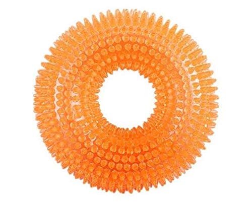 Petlicious & More Dog Squeaky Chew Toys for Aggressive Chewers Dental Teething Cleaning [Non-Toxic Soft Natural Rubber], Cute Crystal Ring Design (Orange) (B0849L8949) Amazon Price History, Amazon Price Tracker