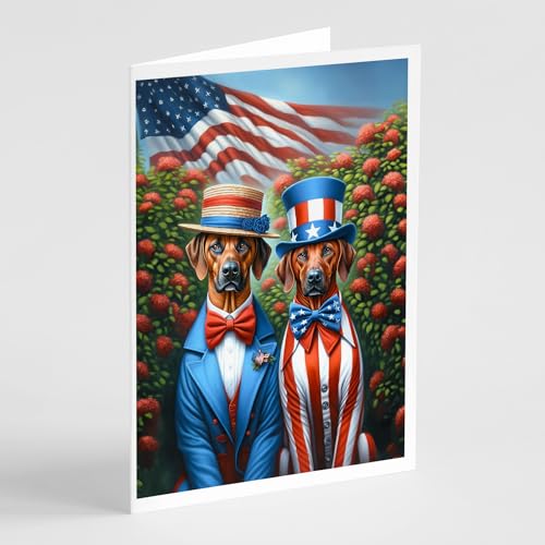 Caroline's Treasures All American Rhodesian Ridgeback Greeting Cards Pack of 8 Blank Cards with Envelopes Whimsical A7 Size 5x7 Blank Note Cards
