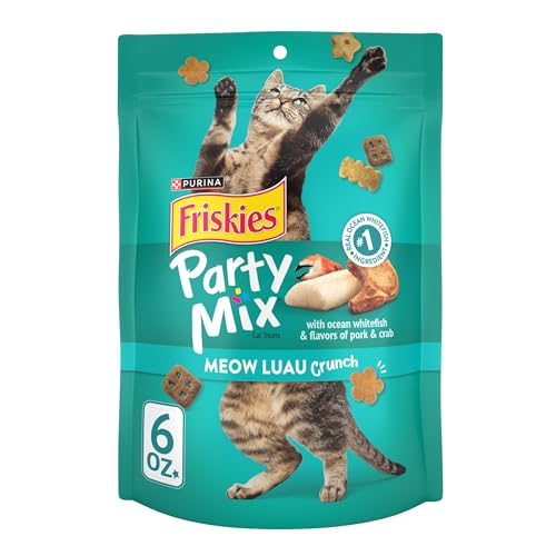 Purina Friskies Party Mix Meow Luau Crunch Cat Treats, (6) 6 oz Pouch - image 1