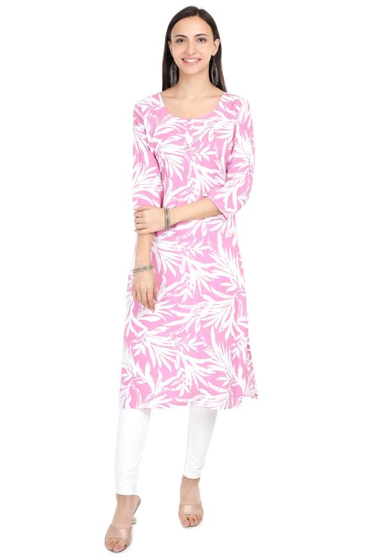 Image of Women's Rayon Kurta - Ethnic Wear Straight Kurti for Daily, Office & Festive Use